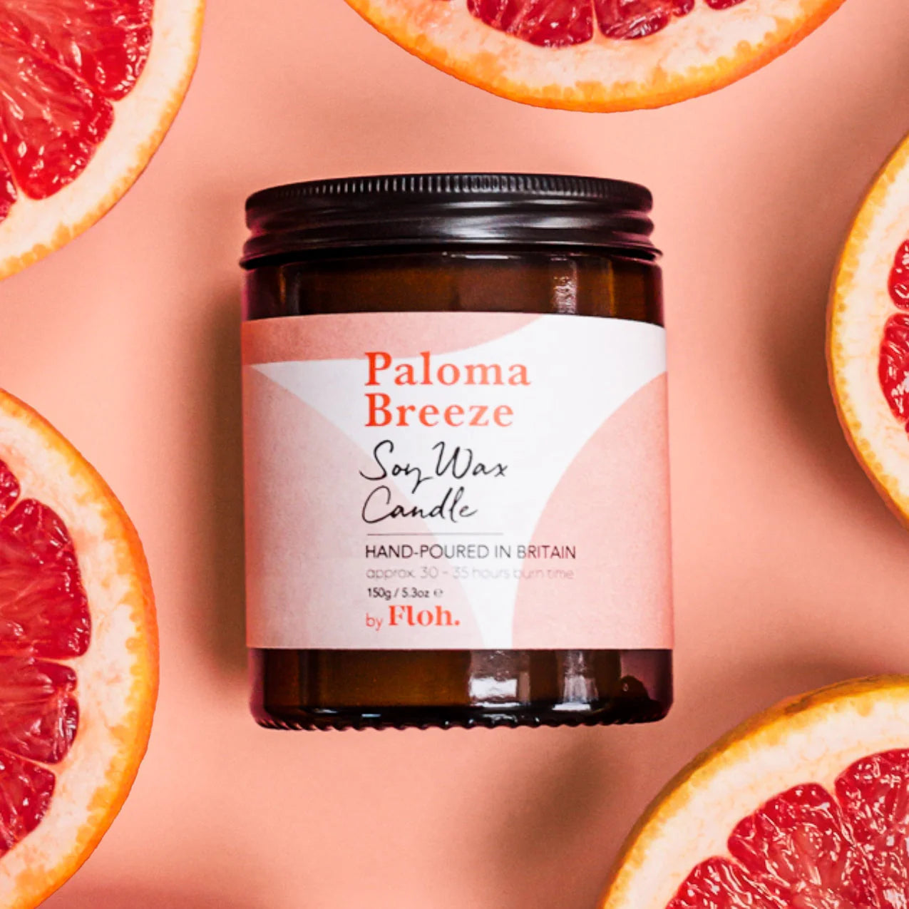 Floh Paloma Breeze Apothecary Candle in Glass Jar AC90FH with citrus slices