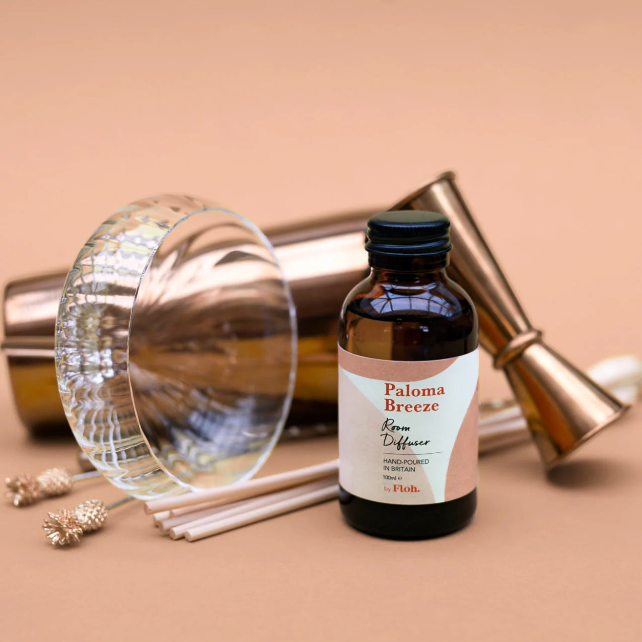 Floh Paloma Breeze Apothecary Reed Diffuser AD90FH with cocktail glass & measure