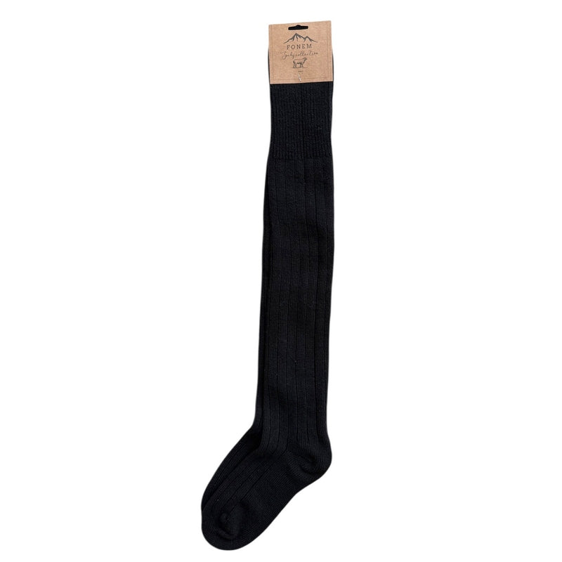 Fonem Women's Knee High Wool Socks Black flat