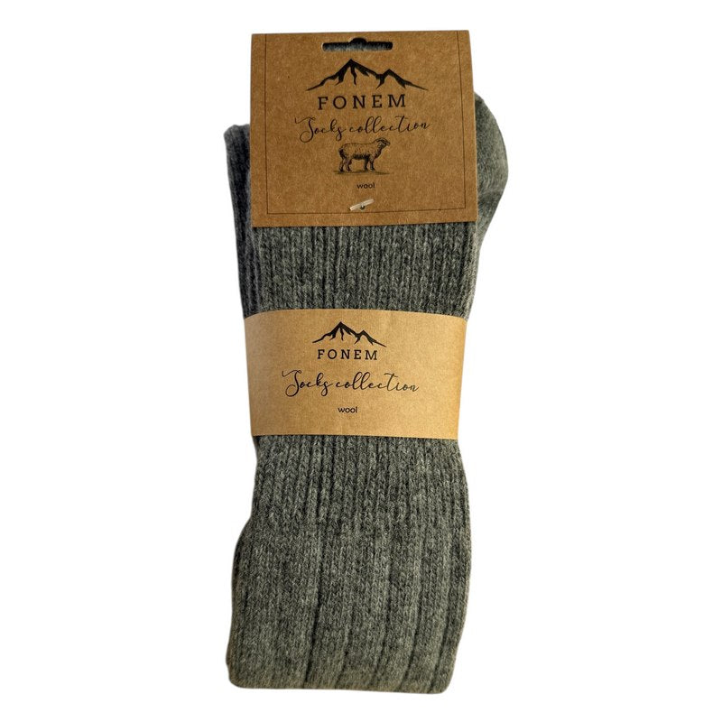 Fonem Women's Knee High Wool Socks Grey folded