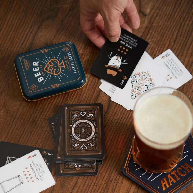 Gentlemen's Hardware Beer Trivia Playing Cards In A Tin GEN645 in use