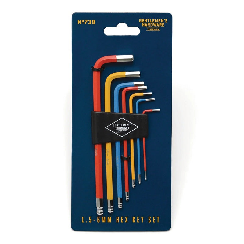 Gentlemen's Hardware Colourful Hex Key Set GEN738 packaged front