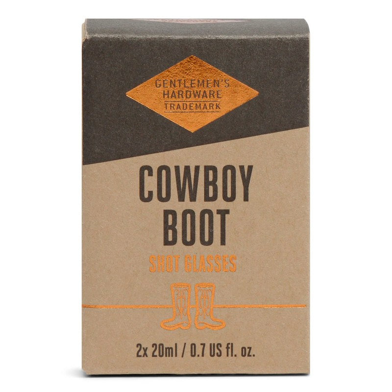 Gentlemen's Hardware Cowboy Boot Shot Glasses box front