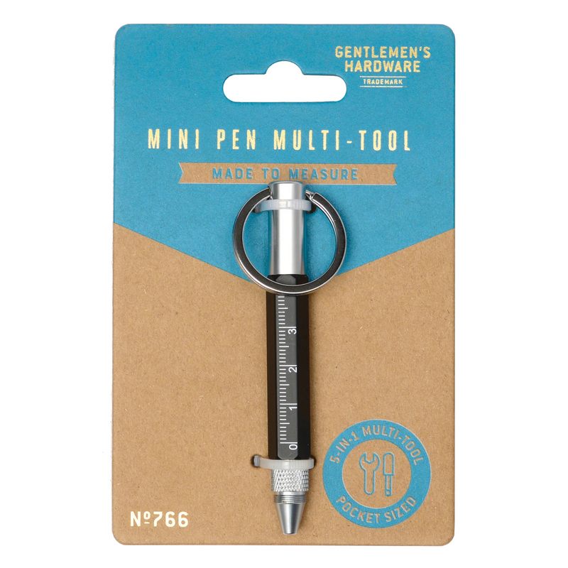 Gentlemen's Hardware Mini Pen Multi Tool Keyring GEN766 in packaging
