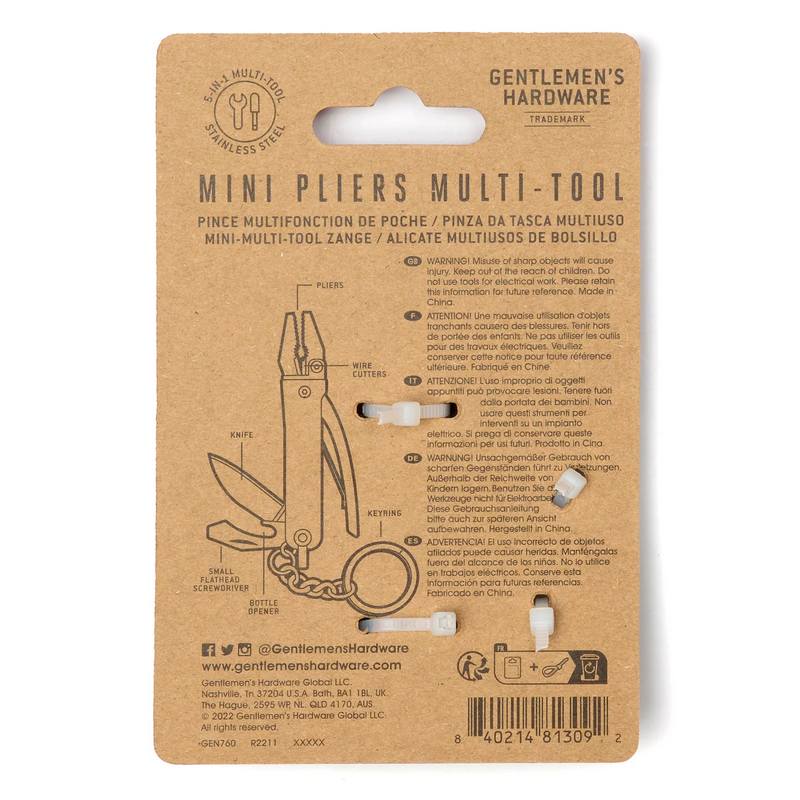 Gentlemen's Hardware Mini Pliers Multi Tool Keyring GEN760 rear