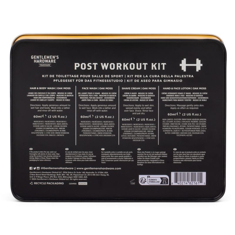 Gentlemen's Hardware Train Hard Post Workout Kit GEN905UK rear