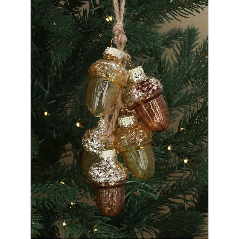 Gisela Graham Acorn Glass Cluster Decoration 01557 on tree