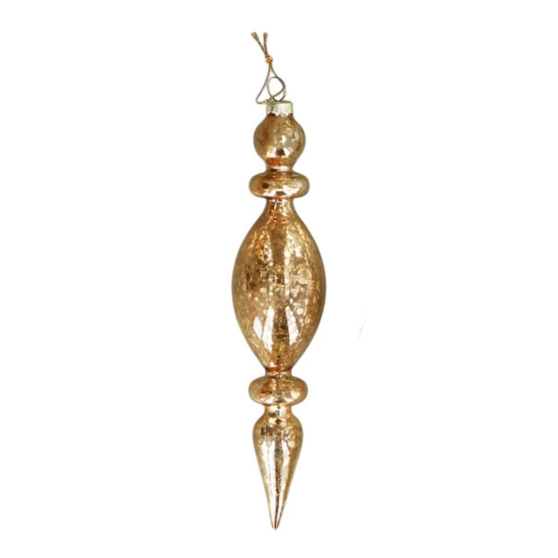 Gisela Graham Antique Gold Glass Finial Drop Bauble Decoration 02260 front