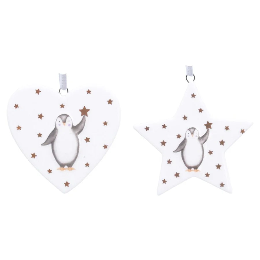 Gisela Graham Baby's First Christmas Penguin Star Hanging Decoration selection