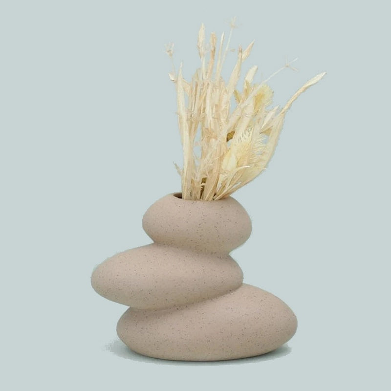 Gisela Graham Bisque Pebble Stack Vase 30589