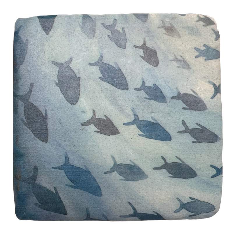 Gisela Graham Blue Fish Vortex Resin Coaster 33315 style 4