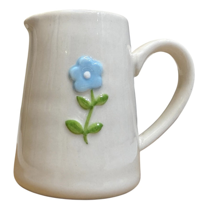 Gisela Graham Blue Flower Stoneware Mini Jug 80372 front