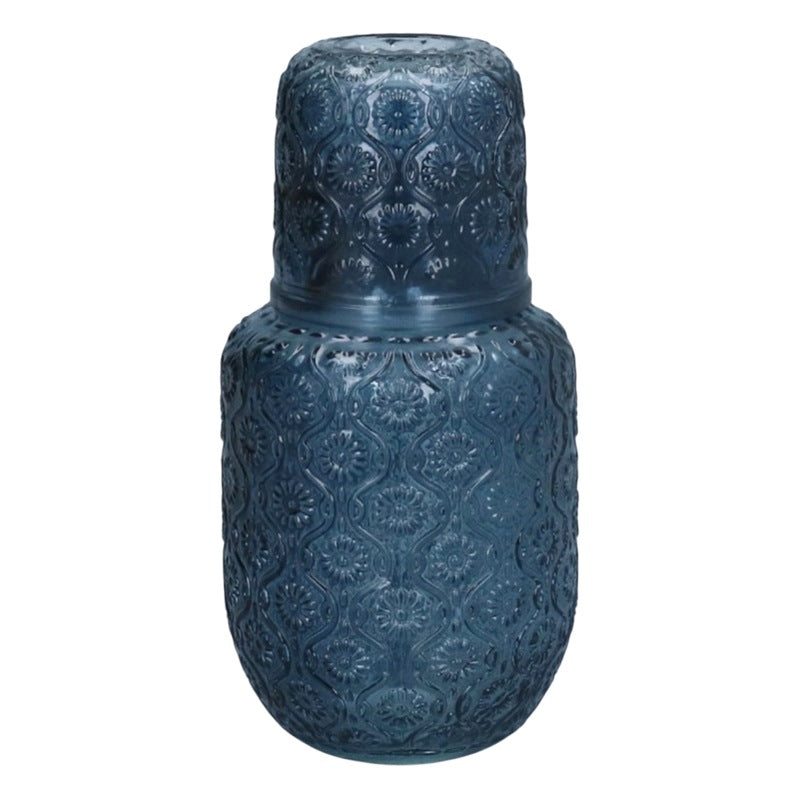 Gisela Graham Blue Glass Daisy Water Carafe Set 35748 stacked