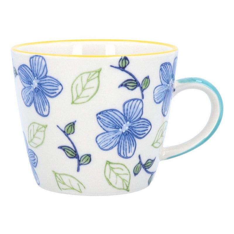 Gisela Graham Blue Hibiscus Stoneware Mug front