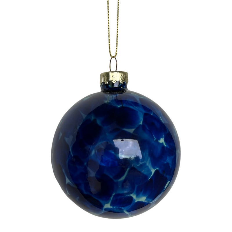 Gisela Graham Blue Marbled Glass Bauble 02024 main