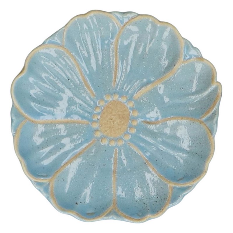 Gisela Graham Blue Stoneware Flower Plate Small 30845 main