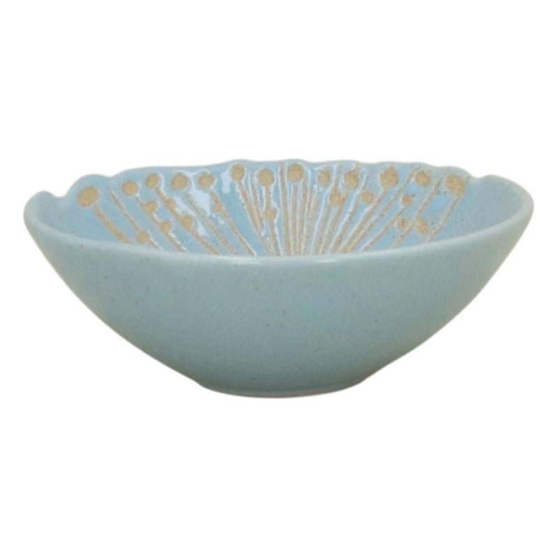 Gisela Graham Blue Stoneware Seed Head Bowl Small 30748 side