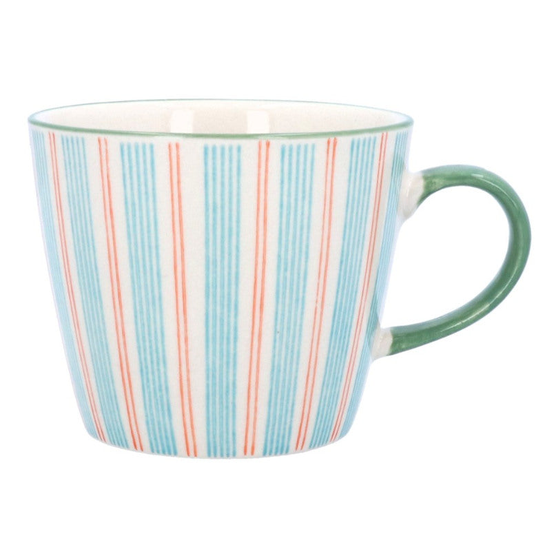 Gisela Graham Blue Stripy Stoneware Mug front