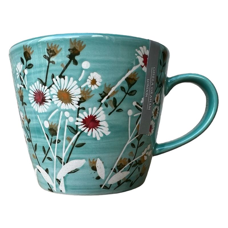 Gisela Graham Blue Wild Daisy Stoneware Mug 31908 front