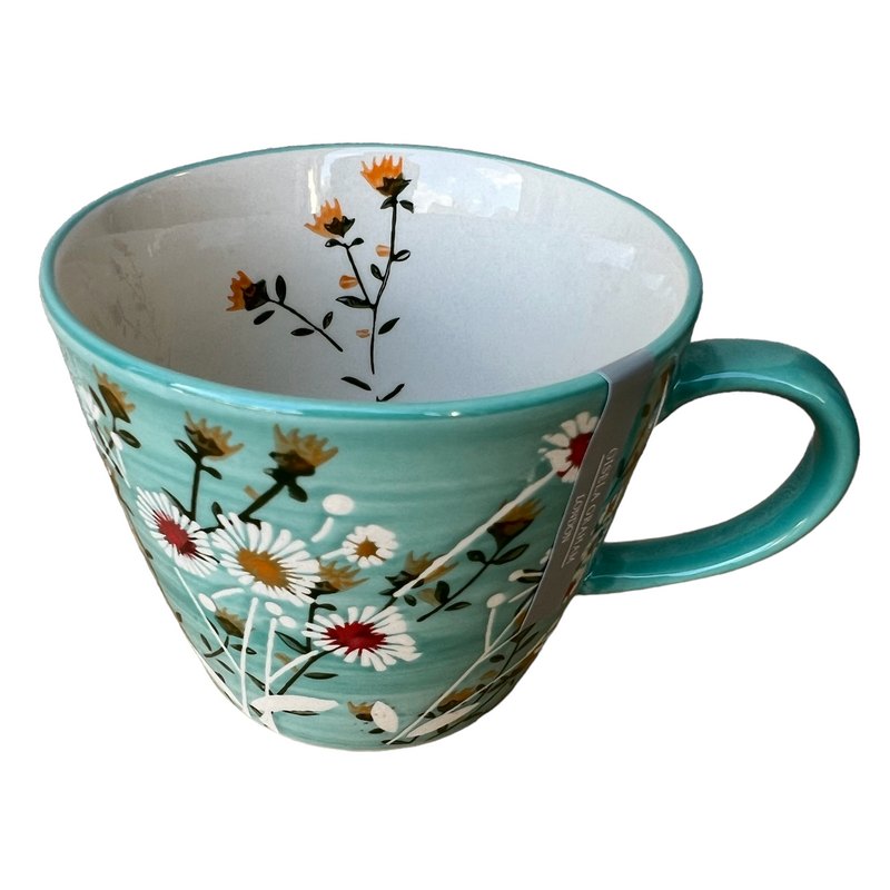 Gisela Graham Blue Wild Daisy Stoneware Mug 31908 inside