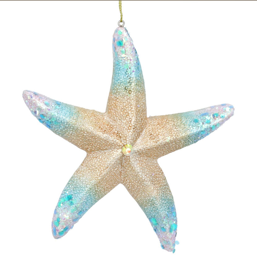 Gisela Graham Blue and Gold Resin Starfish Decoration 15714 main