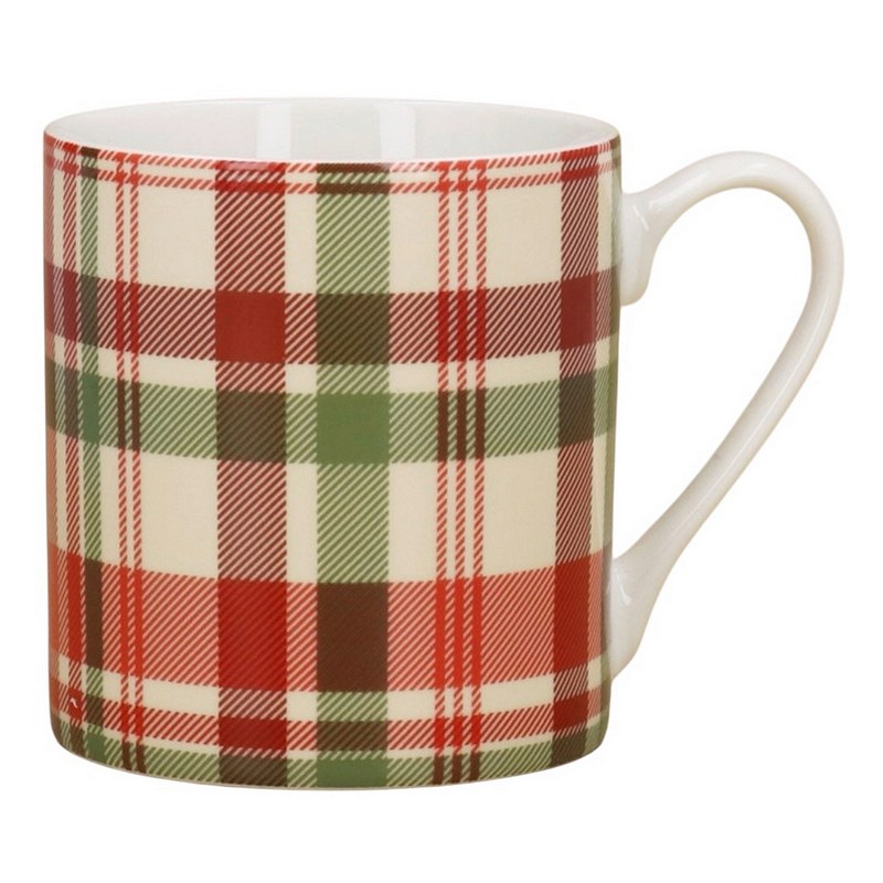 Gisela Graham Bone China Mug Woodland Plaid Boxed 38533 front