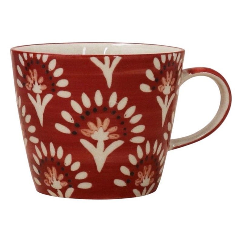 Gisela Graham Burgundy Fan Flower Stoneware Mug 38958 front