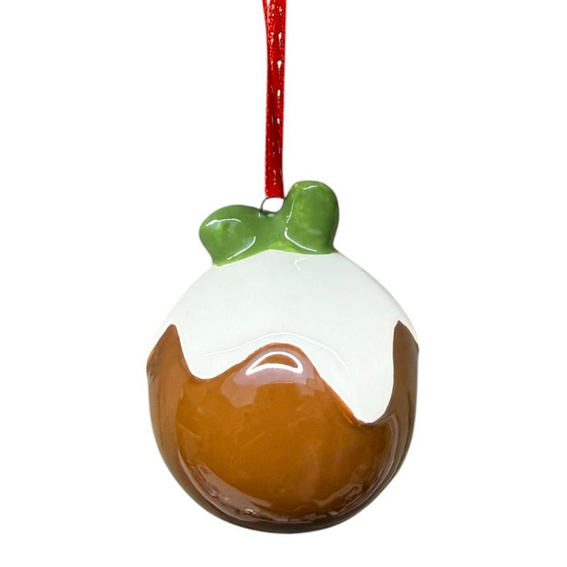 Gisela Graham Ceramic Christmas Pudding Decoration 11506 rear