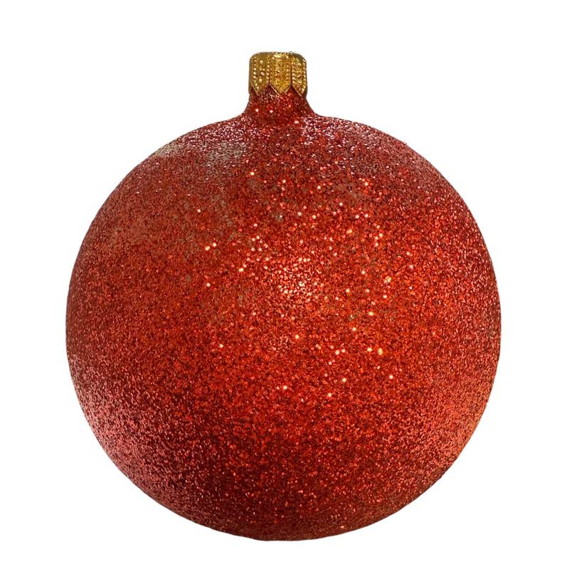 Gisela Graham Cherry Red Glitter Bauble 00571 main