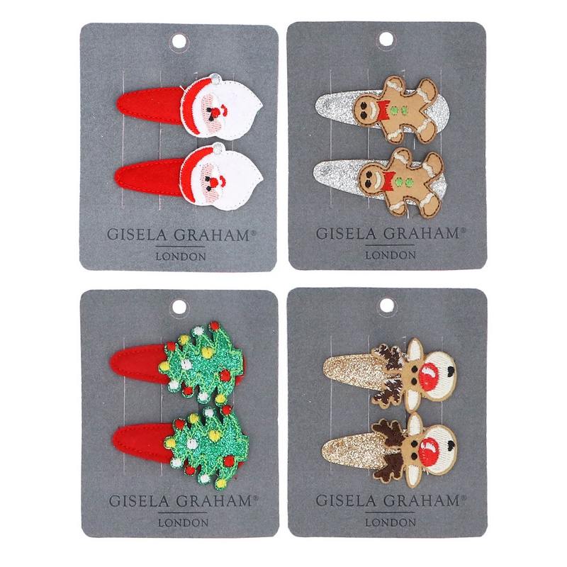 Gisela Graham Christmas Character Hairclips Pack of 2 selection
