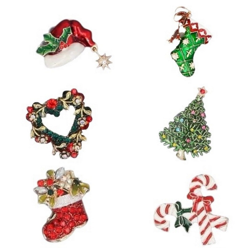 Gisela Graham Christmas Diamante & Metal Brooch Assorted 36378 selection