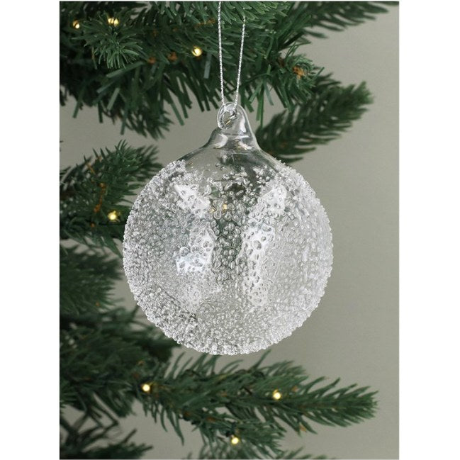Gisela Graham Clear Beaded Glass Ball Decoration 01675 on tree