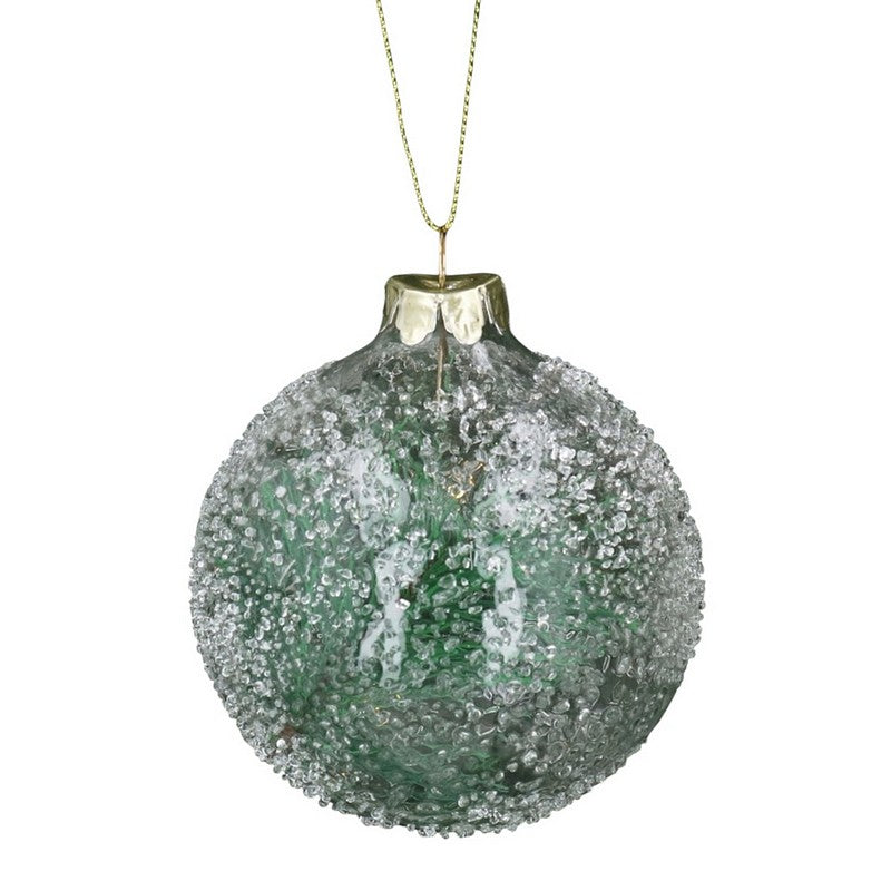 Gisela Graham Clear Beaded Glass Bauble with Sprig 01607 main