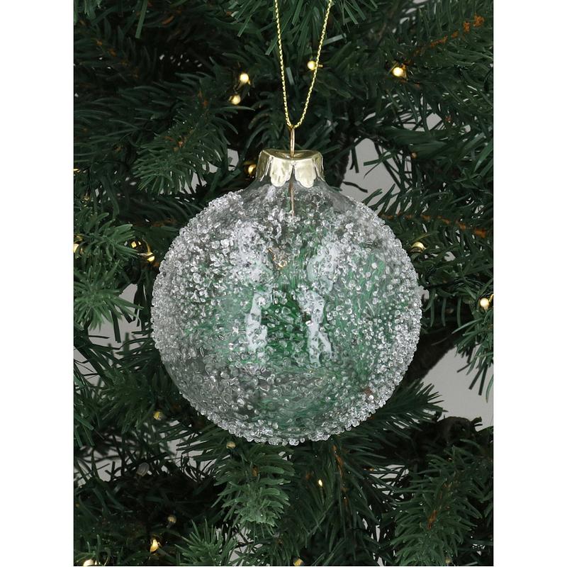 Gisela Graham Clear Beaded Glass Bauble with Sprig 01607 on tree