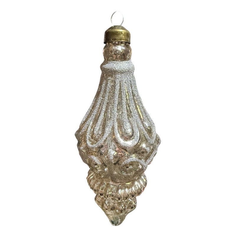 Gisela Graham Clear Embossed Glass Finial Drop 02394 front