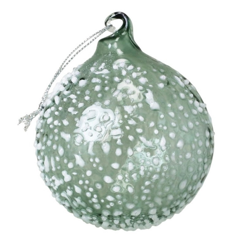 Gisela Graham Clear Glass Ball with Raised White Snow Decoration 01029 front