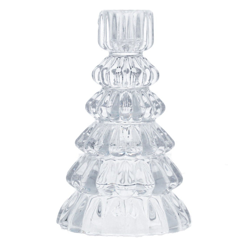 Gisela Graham Clear Glass Tree-shaped Candlestick 51751 main