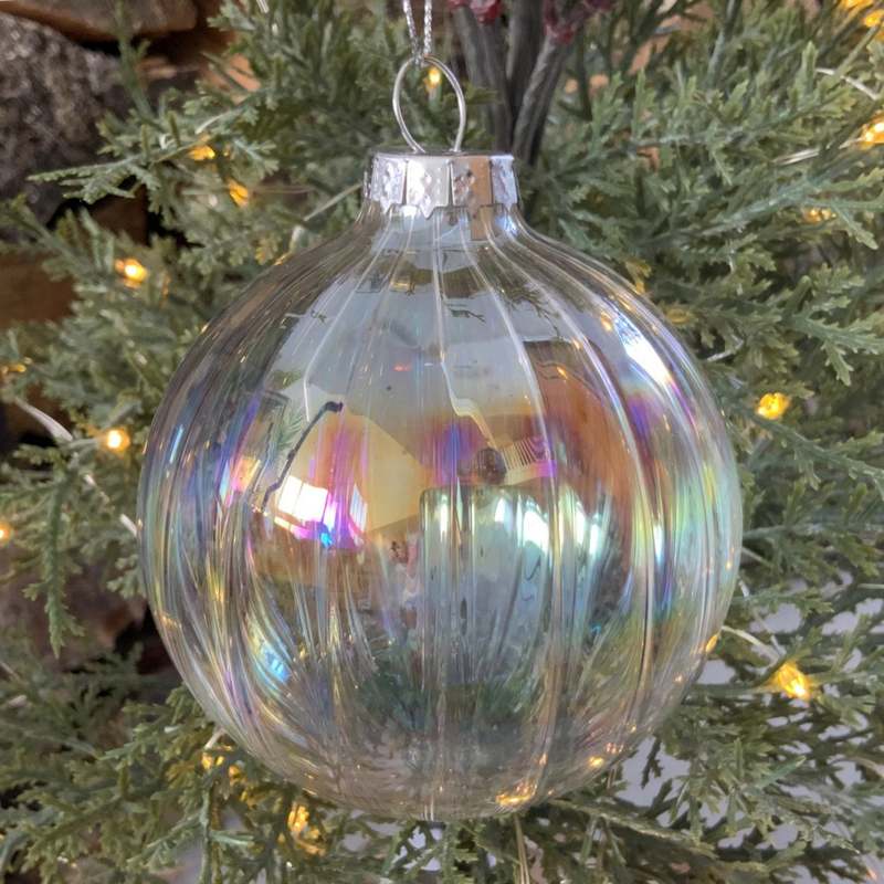 Gisela Graham Clear Ribbed Soap Bubble Glass Ball 02210 main