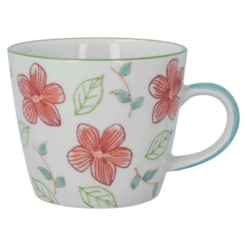 Gisela Graham Coral Hibiscus Stoneware Mug front