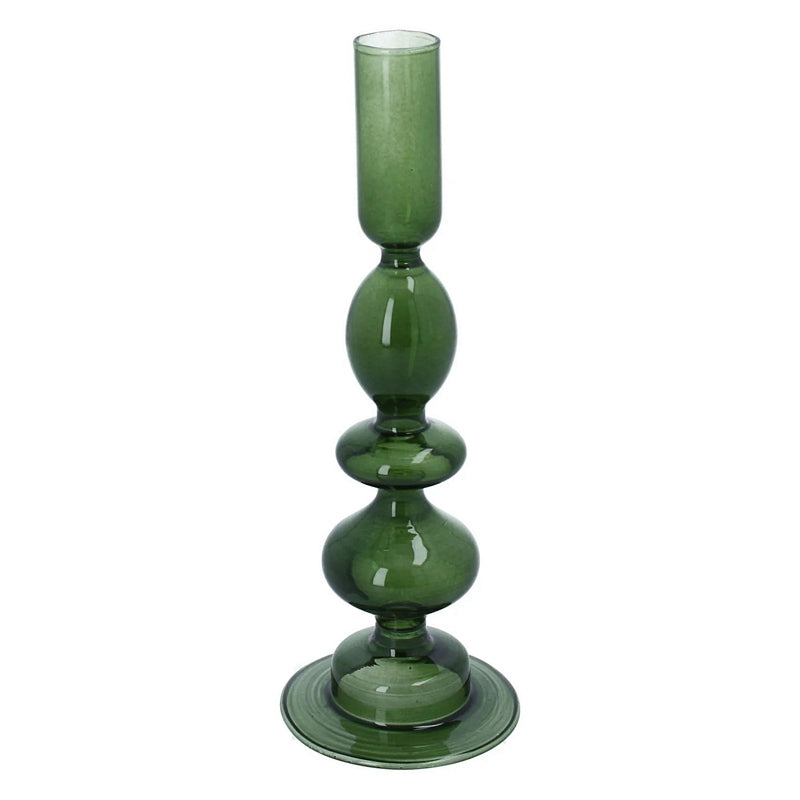 Gisela Graham Dark Green Piped Taper Candlestick Small
