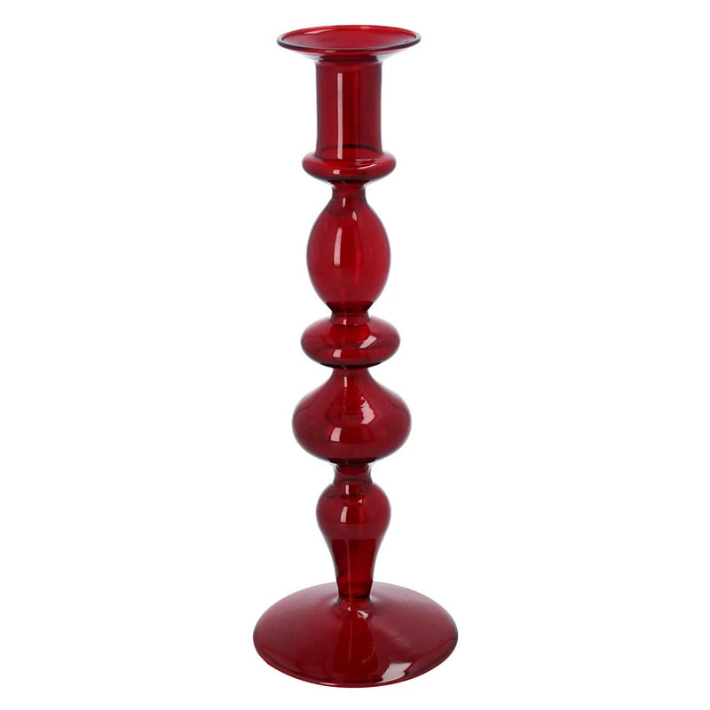 Gisela Graham Dark Red Piped Taper Candlestick Large 51701 main