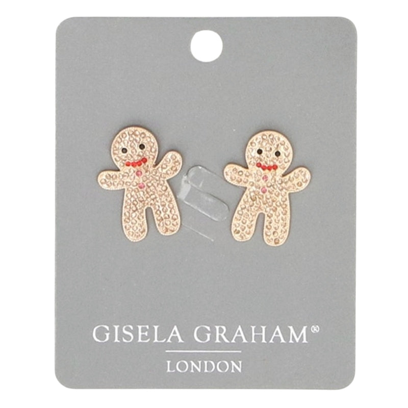 Gisela Graham Earrings Jewelled Gingerbread Man 39430 on card