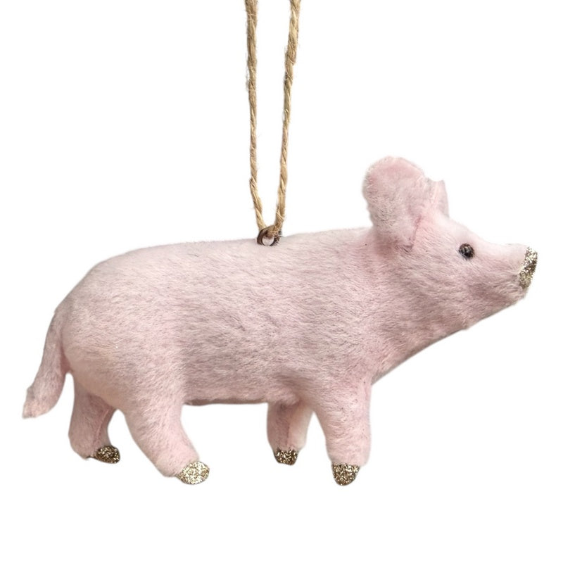 Gisela Graham Faux Fur Pink Pig Decoration 12179 main