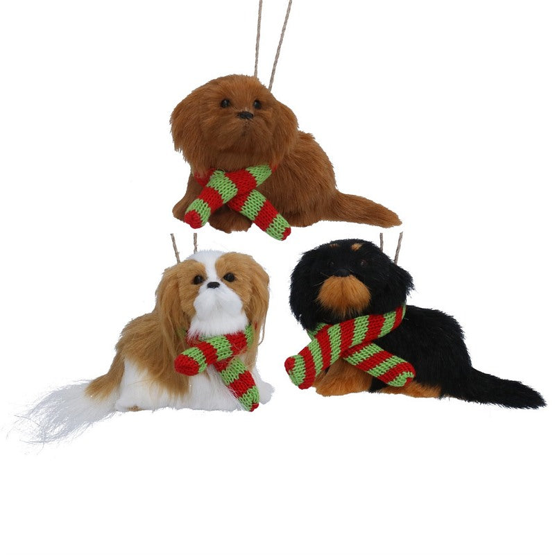 Gisela Graham Faux Fur Puppy with Scarf Decoration 10843 selection