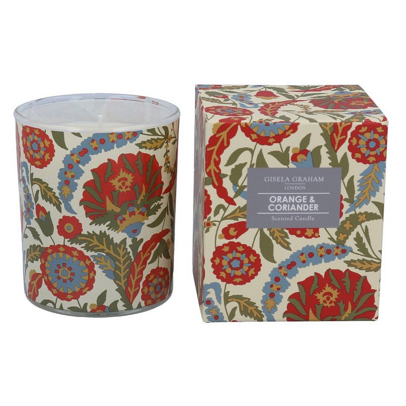Gisela Graham Folk Floral Orange and Coriander Scented Candle Boxed Large 50008 main