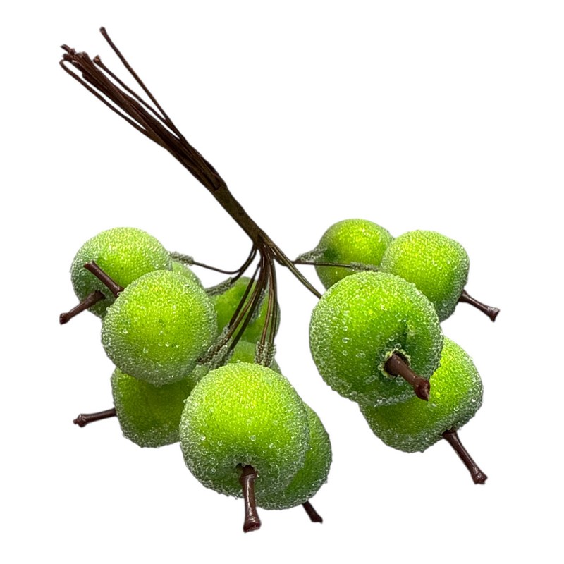 Gisela Graham Frosted Green Mini Apple Bunch 41260 front