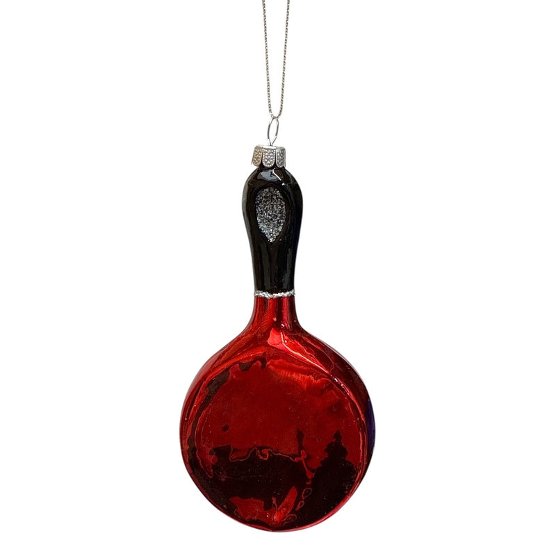 Gisela Graham Frying Pan with Bacon and Eggs Glass Decoration 01691  rear