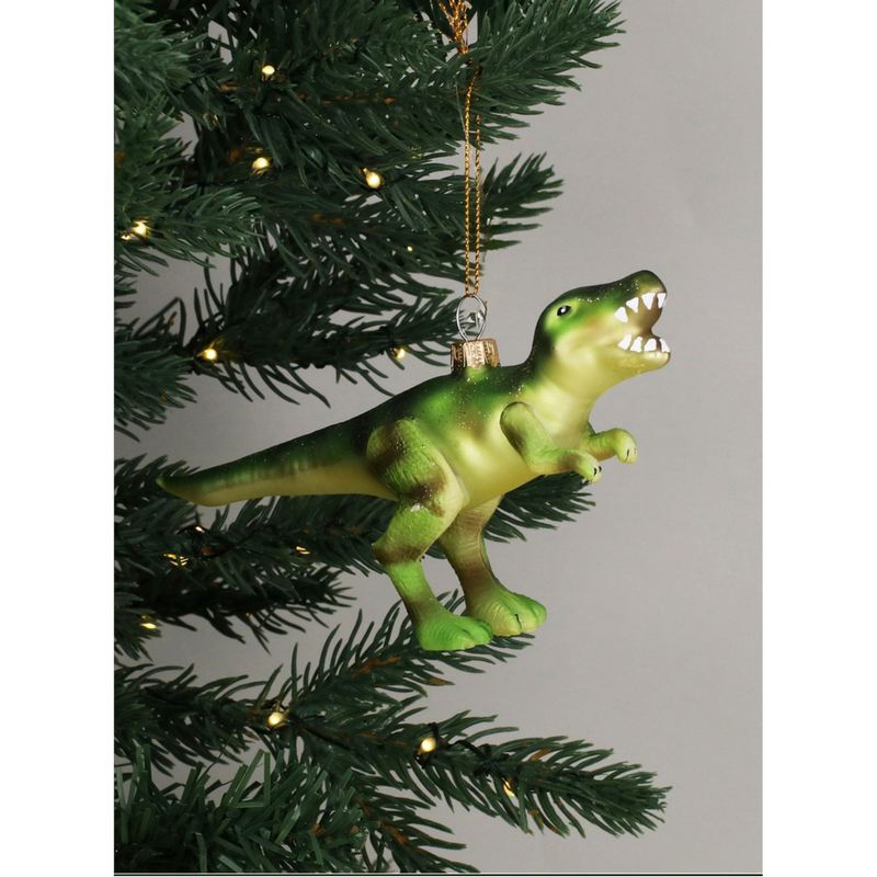 Gisela Graham Glass T-Rex Decoration 01008 on tree
