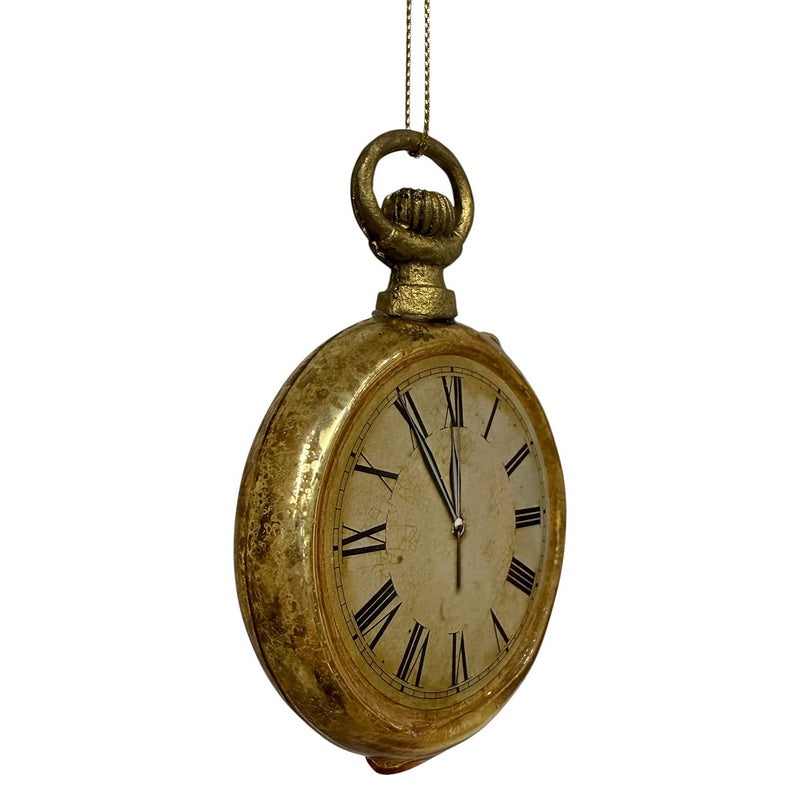 Gisela Graham Gold Glass Pocket Watch Decoration 02444 side