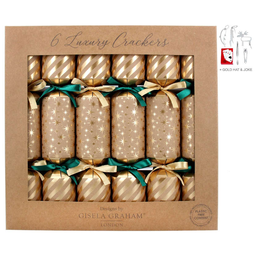 Gisela Graham Gold Stars Luxury Christmas Crackers 32084 main